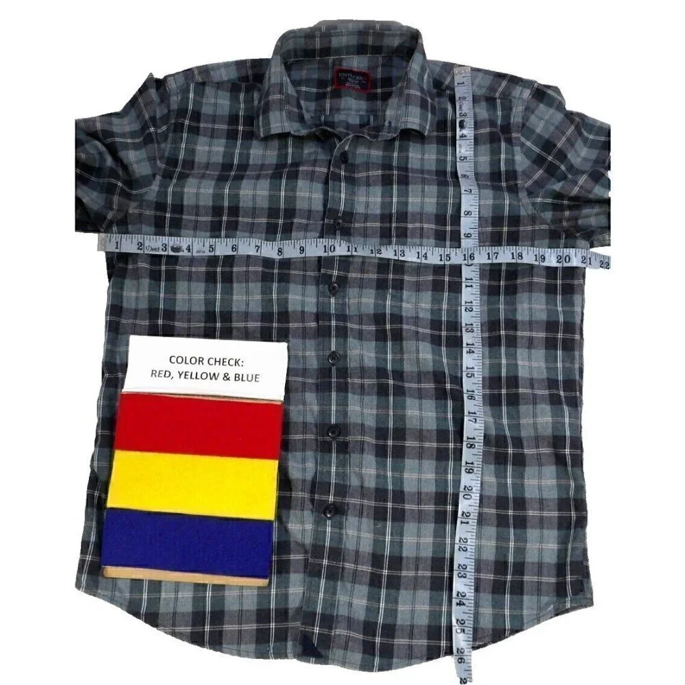 UNTUCKIT 100% cotton blue & gray flannel long sleeve button down shirt men's M